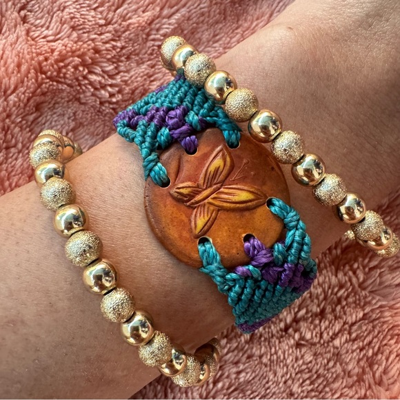 Boho Handmade Macrame Butterfly Bracelet Blue Purple Woven Friendship - Picture 9 of 9